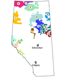 Distribution of caribou ranges in Alberta