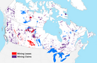 Distribution of mining leases in Canada in 2016