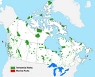 Distribution of parks in Canada in 2017