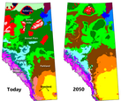 Expected shift in ecosystem distribution in Alberta from climate change